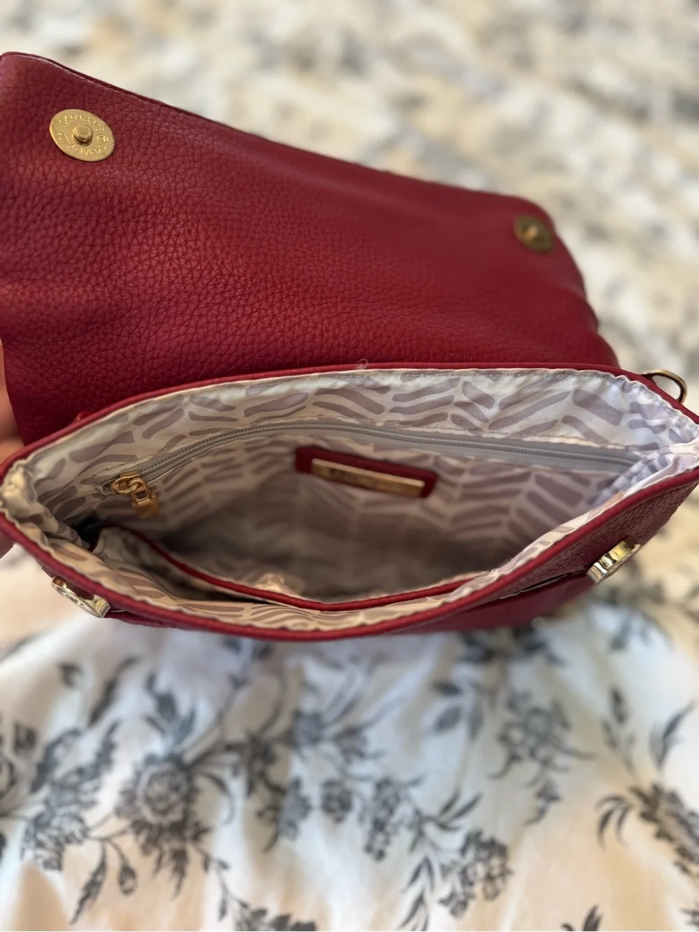 Miztique Wine Red Leather Crossbody with Gold Chain